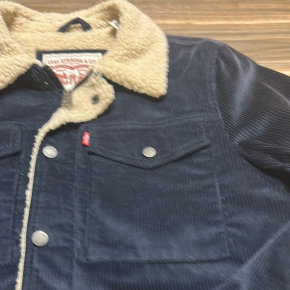 Levi’s Strauss Green Corduroy Jacket, Mens Small Sherpa Trucker, Snap Closure - Picture 5 of 8